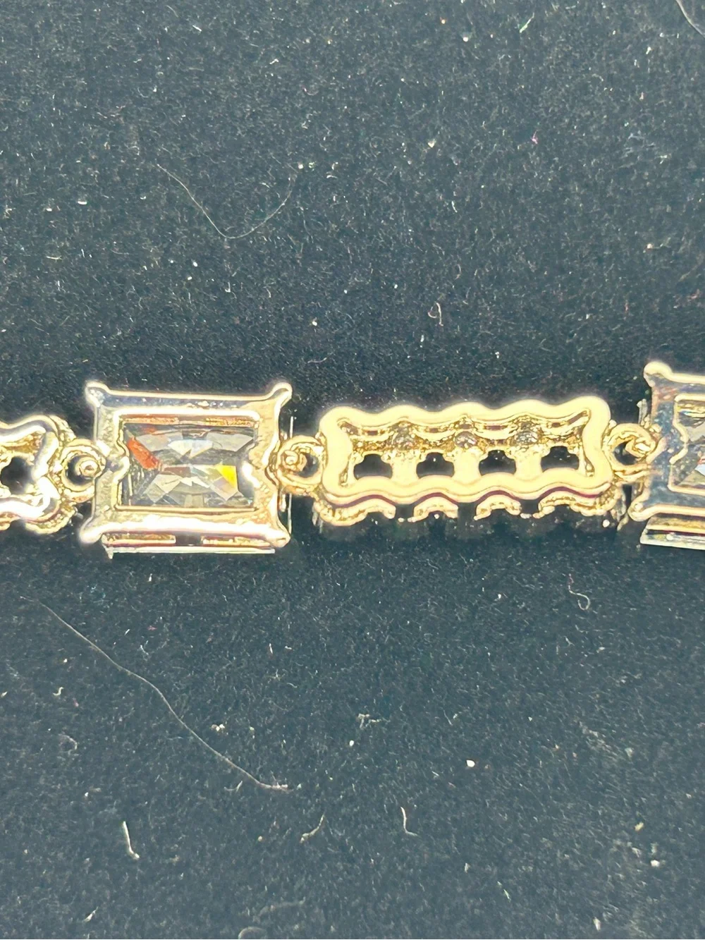 Pale Blue Square Crystal Silver Tone Bracelet 7in